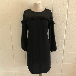 LOFT Black Long Sleeve Midi Dress